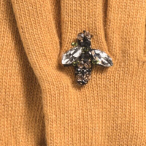 new STILESTRO Made In Italy Wool /Cashmere Blend bee Ring Gloves 166tn - Picture 3 of 4